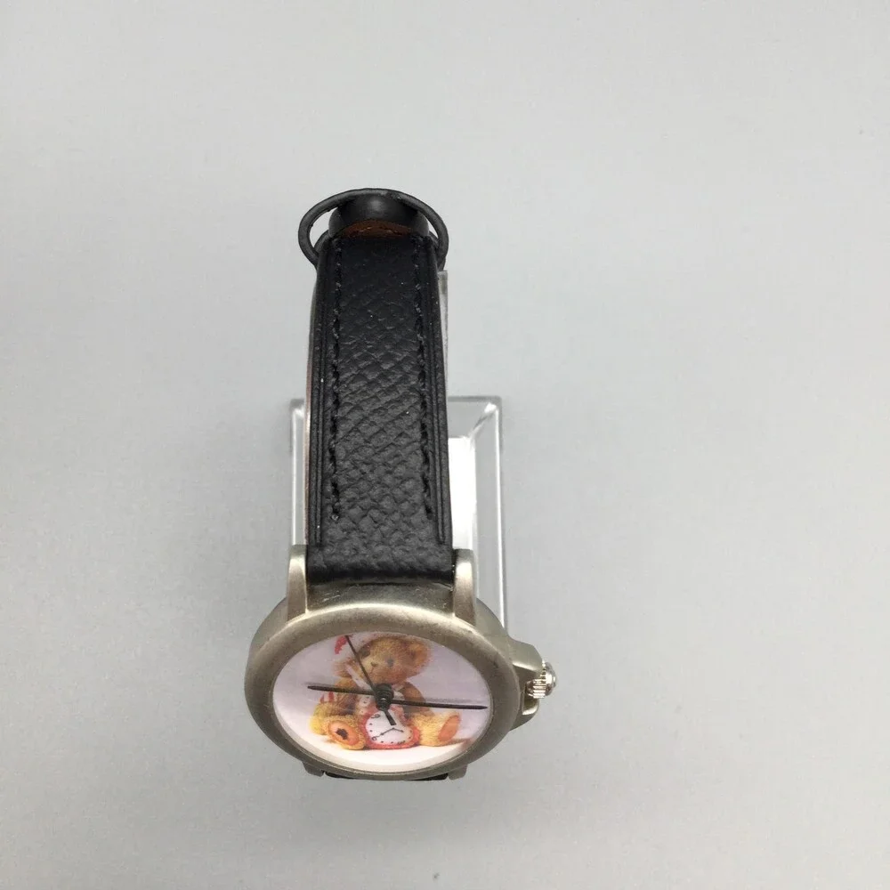 Cherished Teddies Val Womens Watch 29mm Black Strap Silver Tone New Battery 1999